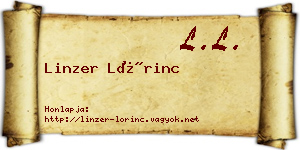 Linzer Lőrinc névjegykártya